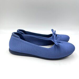 Clarks Womens Size 10 10M Blue Knit Slip On‎ Ballet Flats Comfort Shoes
